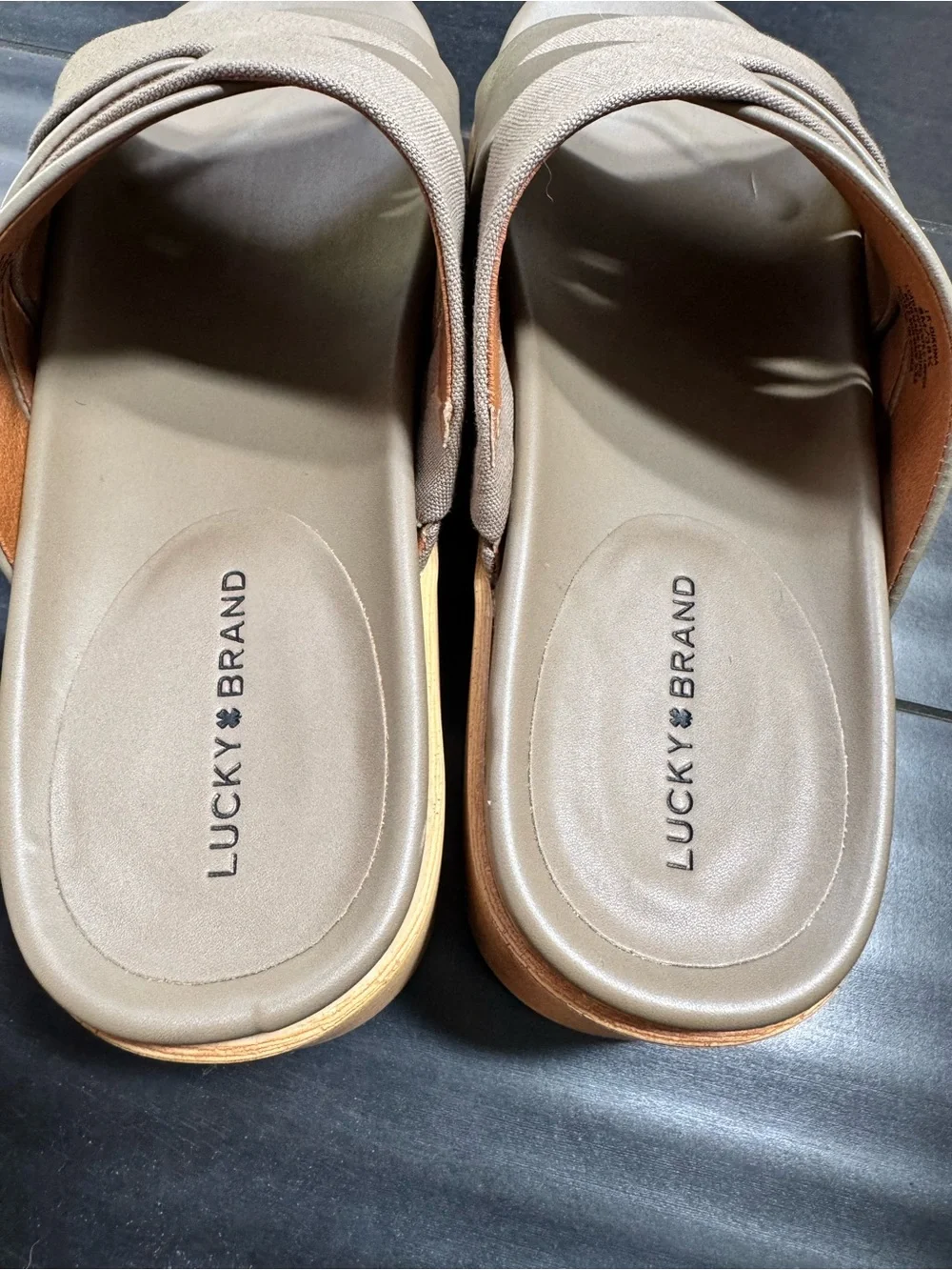 Lucky Brand Women's Taupe Platform Slide Sandals size 8
